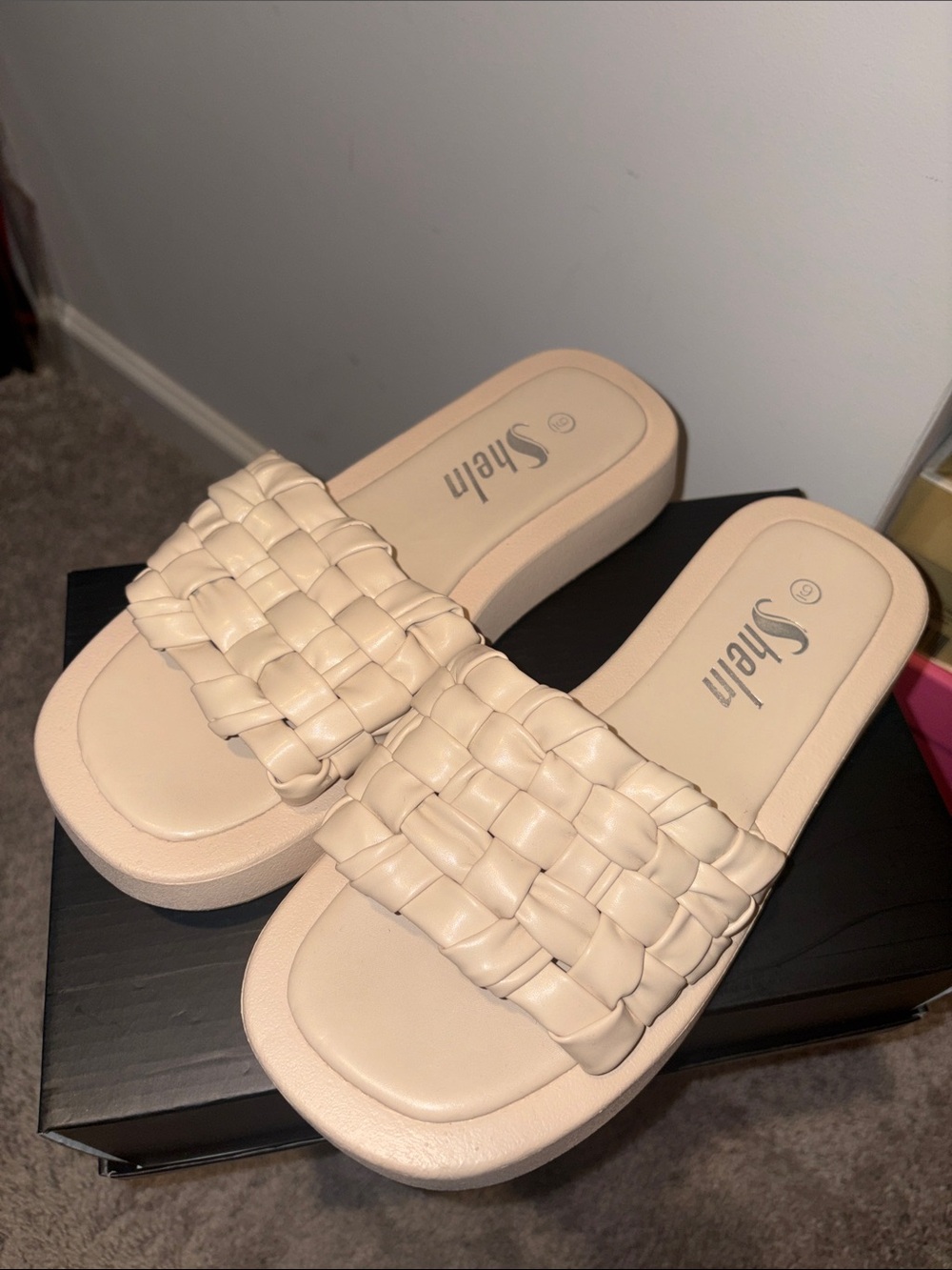 SHEIN Cream Braided Slide Sandals for Women